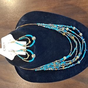 Necklace and Matching Earrings Cato Turquoise and Goldstone